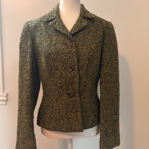 Vintage Green Louben Textured Blazer with Notched Lapel - Picture 1 of 8
